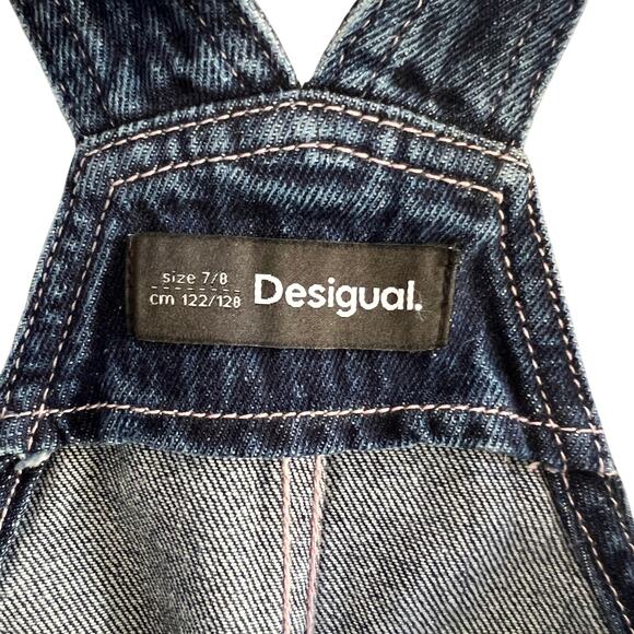 Desigual Girls Denim Overalls 7/8 NWT Hearts & Studs - Picture 3 of 9